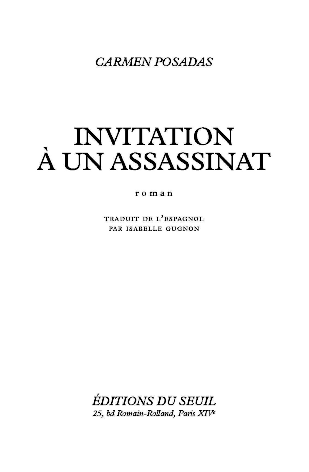 Invitation à un assassinat