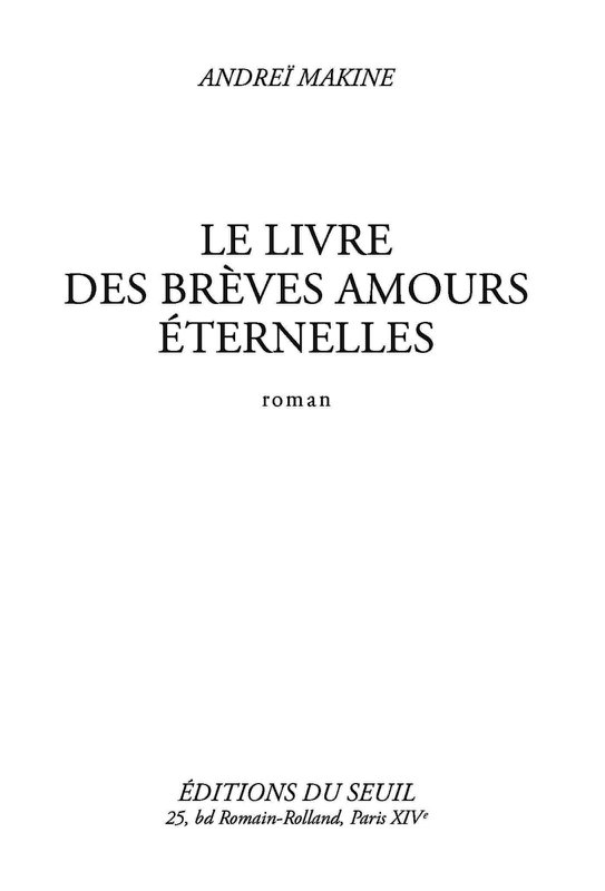 Le Livre des brèves amours éternelles