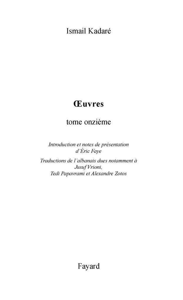 Oeuvres complètes, tome 11 (Littérature étrangère) 
