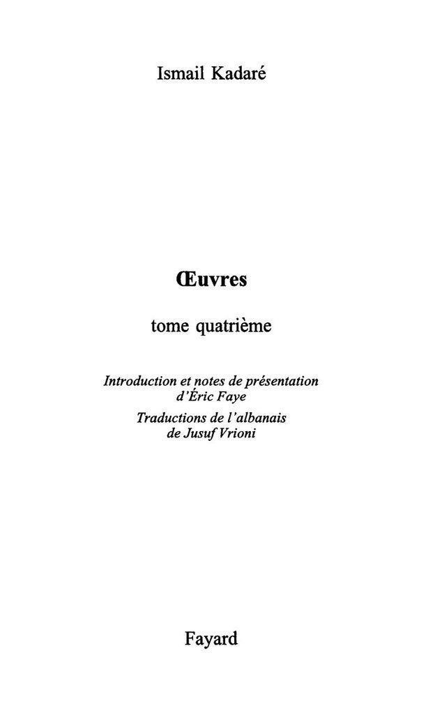Oeuvres complètes, tome 4 (Littérature étrangère) 