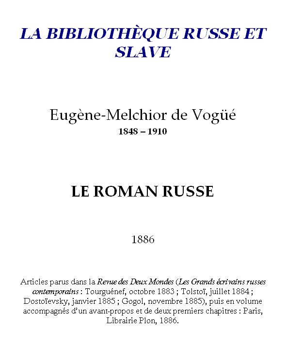 Le Roman russe