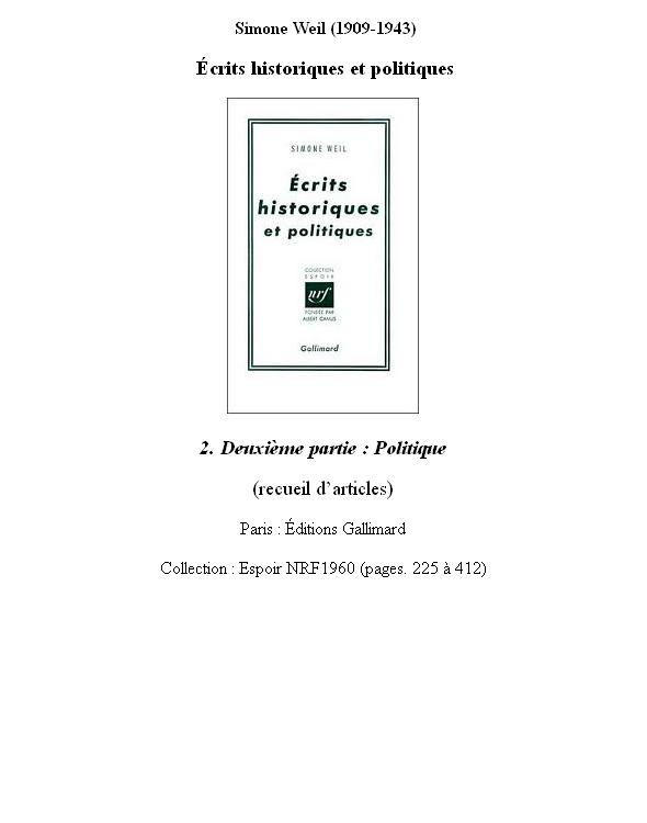 Écrits historiques et politiques. 2. Politique