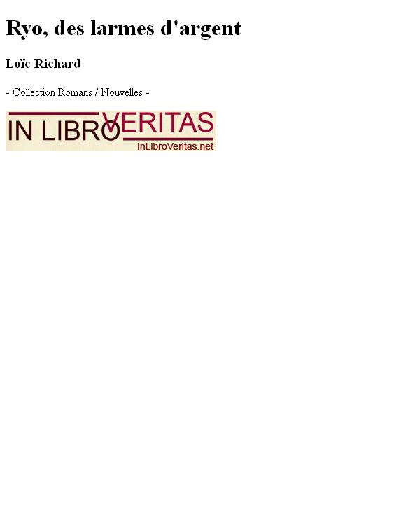 Ryo, des larmes d'argent