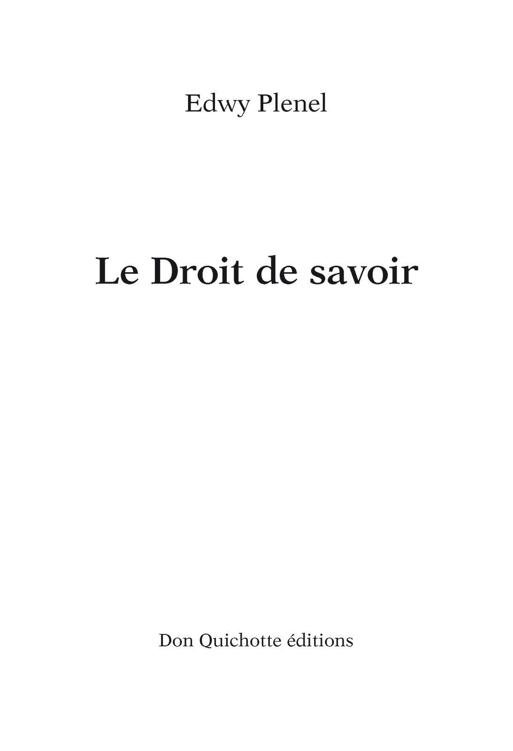 Le Droit de savoir