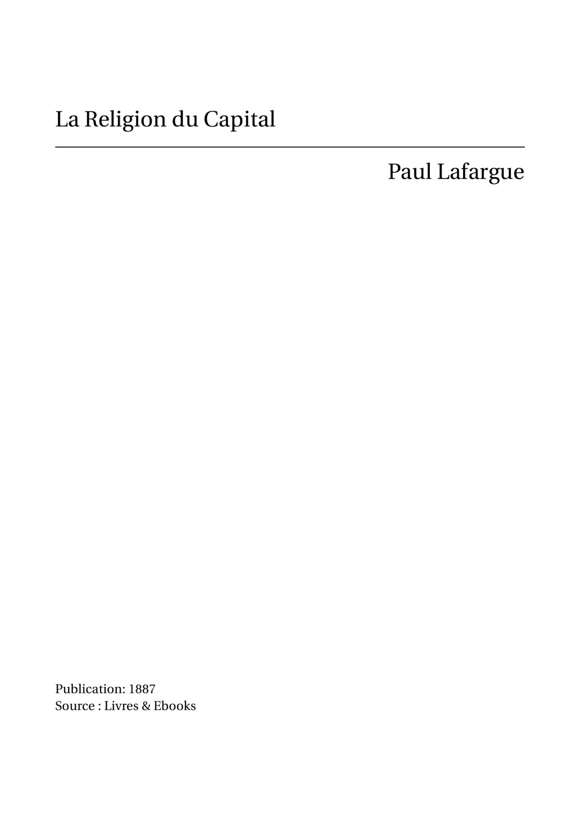 La Religion du Capital 1887