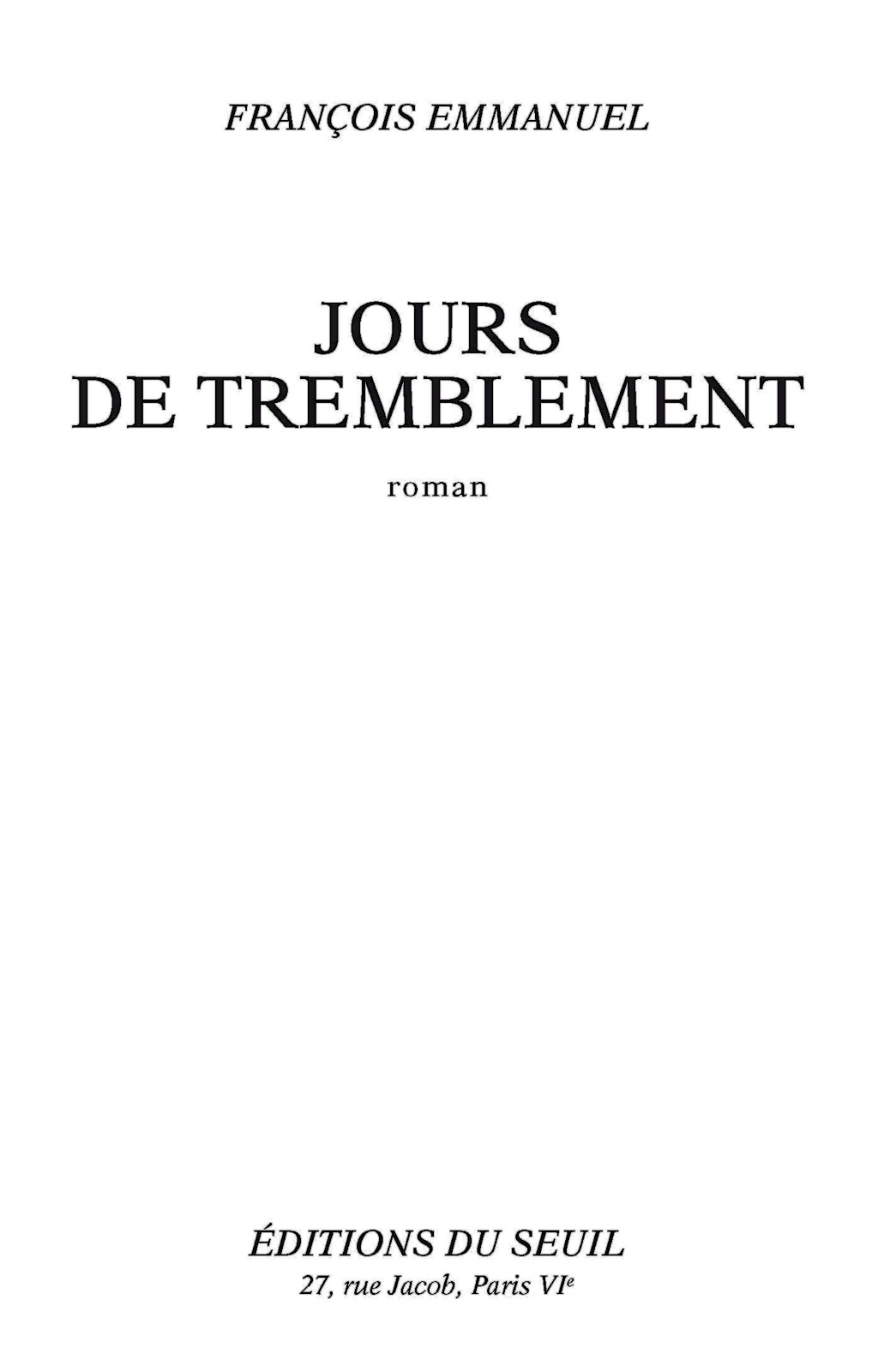 Jours de tremblement