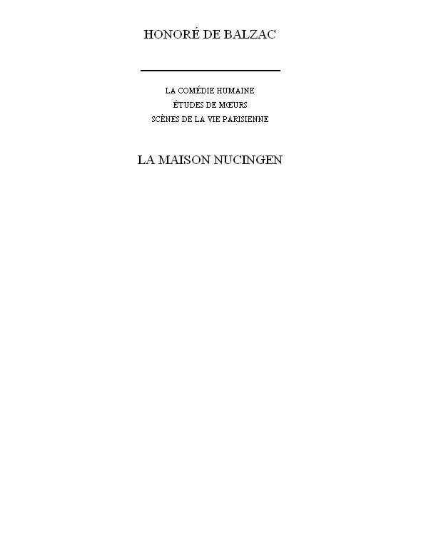 La Maison de Nucingen