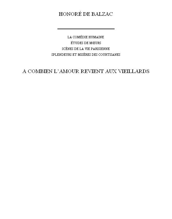 A combien l'amour revient aux vieillards