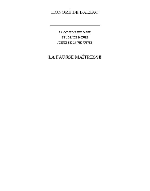 La Fausse Maîtresse