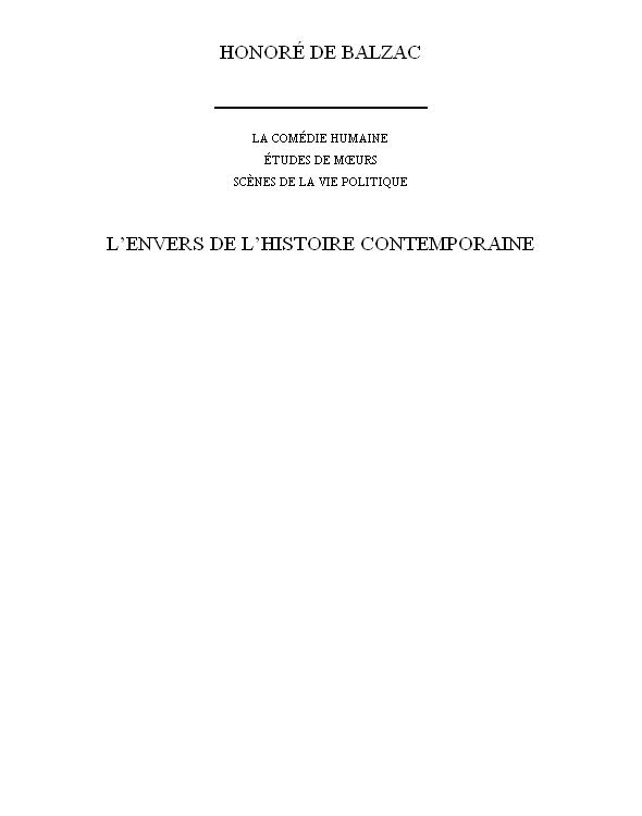 L'Envers de l'histoire contemporaine