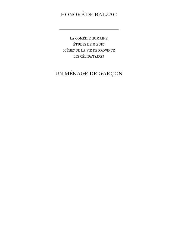 La Rabouilleuse (Un ménage de garçon)