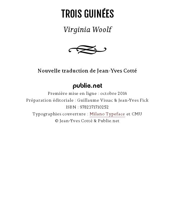 Trois guinées (trad Cotté)