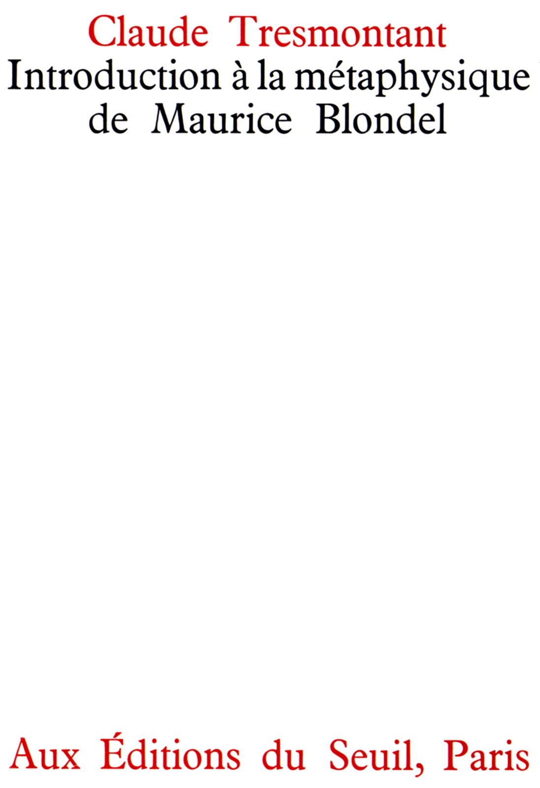 Introduction à la métaphysique de Maurice Blondel