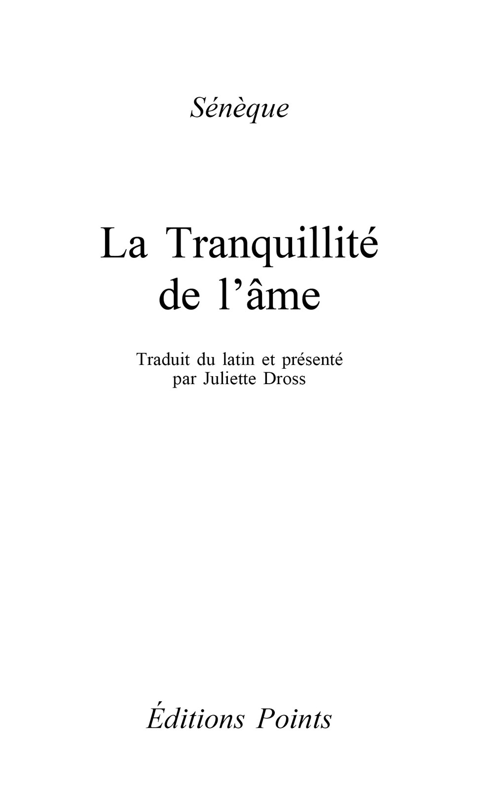 La Tranquillité de l'âme
