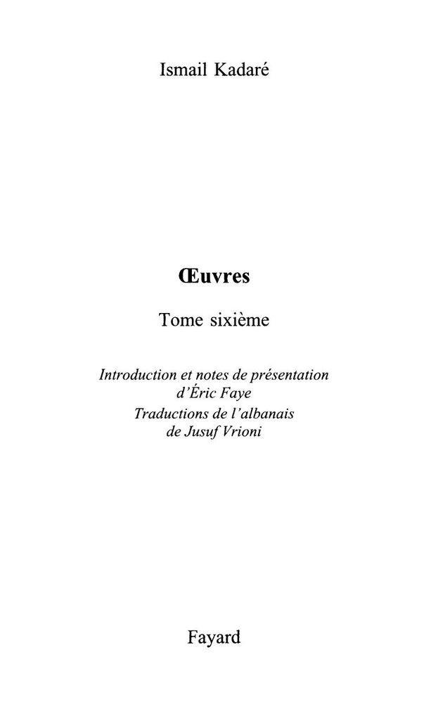 Oeuvres tome sixième