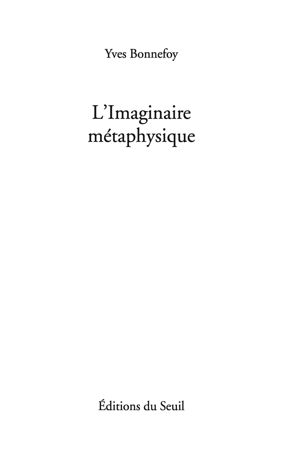 L'Imaginaire métaphysique