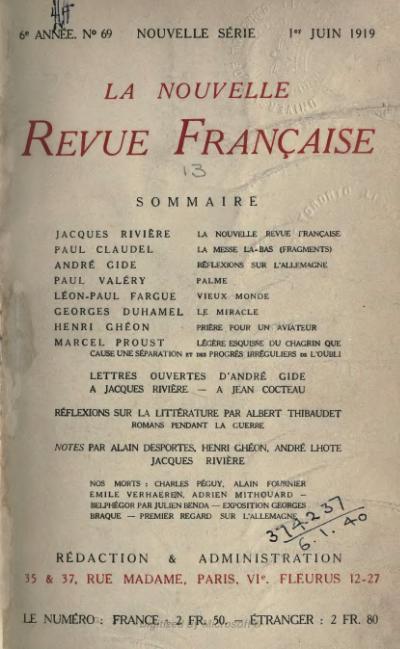 La Crise de l’esprit (NRF, 1919)
