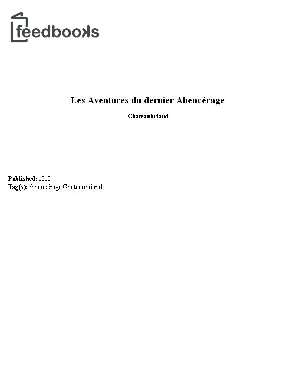 Les aventures du dernier Abencérage