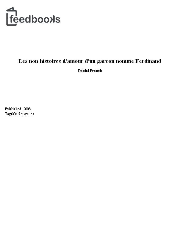 Les non-histoires d'amour d'un garcon nomme Ferdinand