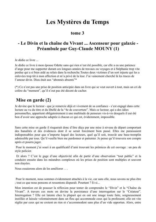 Les mystères du temps -tome3- livre posthume