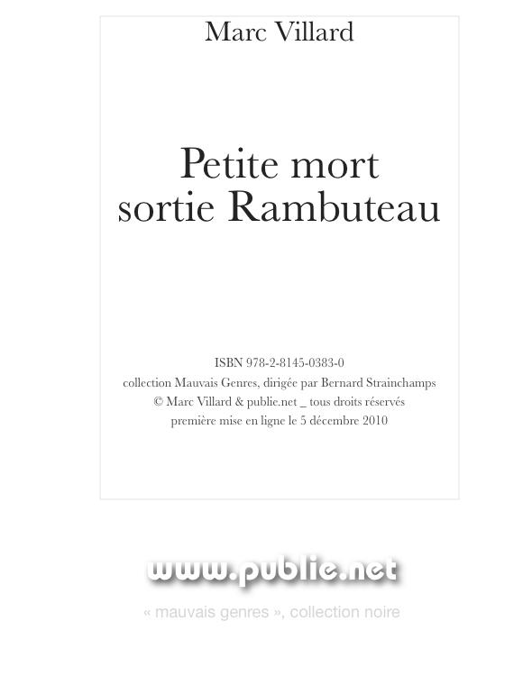 Petite mort sortie Rambuteau